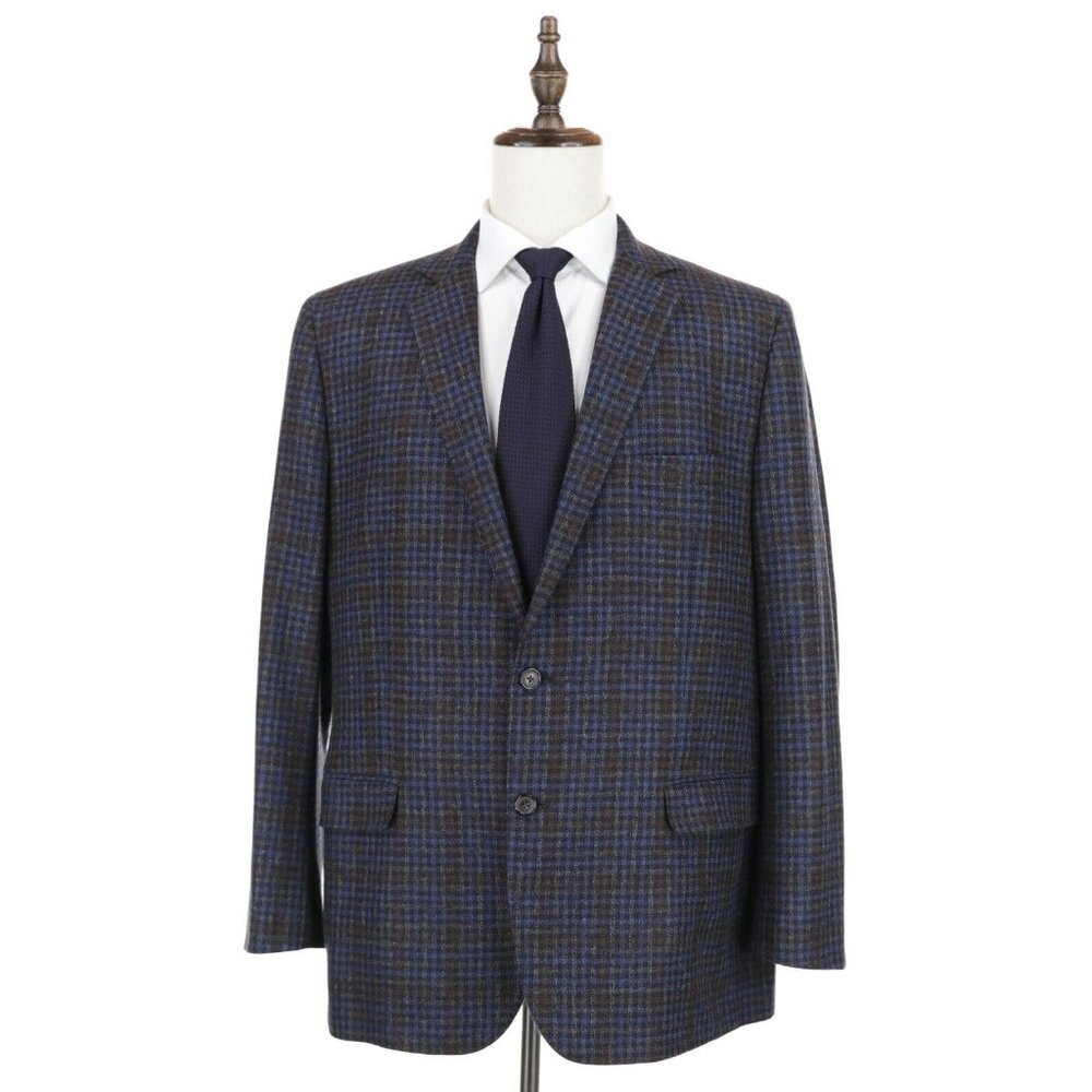 Brooks Brothers Fitzgerald Wool Sport Coat Blue/Gray/Brown Checks 48R Recent